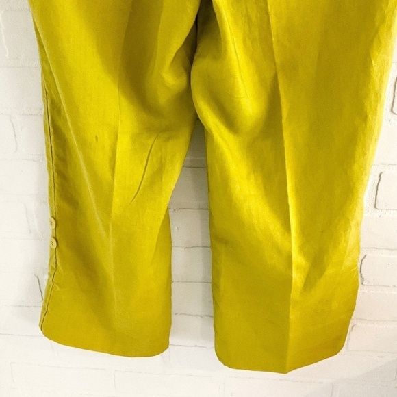 Isaac Mizrahi Trousers Pants Crop Linen Wide leg Green/Olive oil/lime Sz 8 - Picture 7 of 12